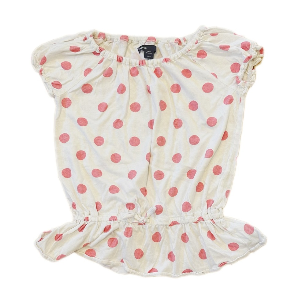 Gap Kids pink polka dot white top